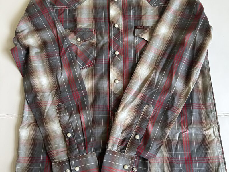 Rafter C Casual Red and Gray Plaid Button Down Shirt