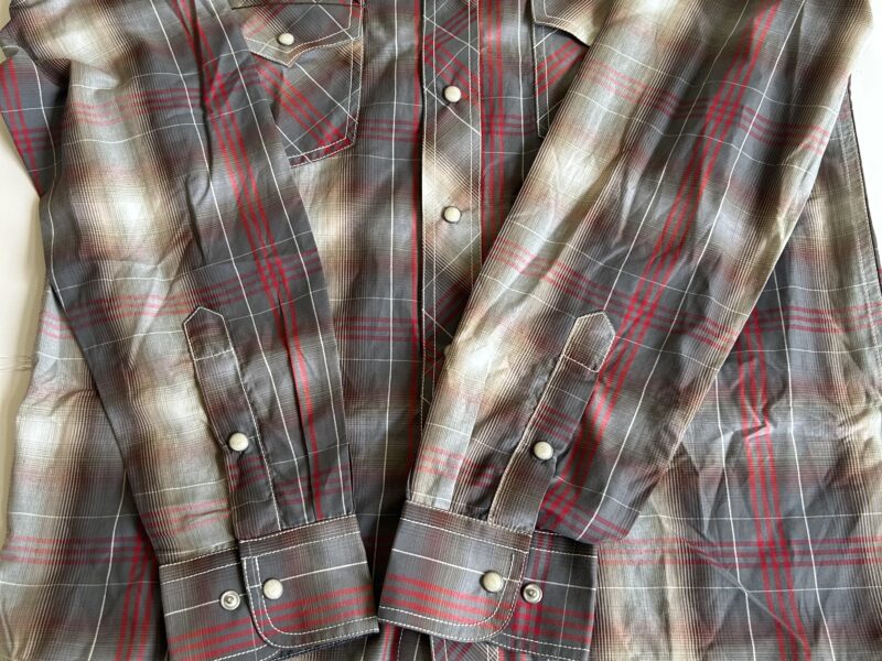Rafter C Casual Red and Gray Plaid Button Down Shirt