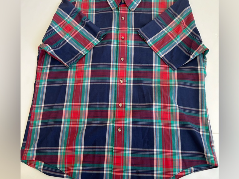 Vintage The Fox Collection plaid short sleeve shirt Men size 16 1/2