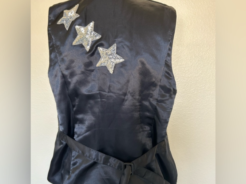 Vintage vest with rhinestones Silver Hand made Indonesia