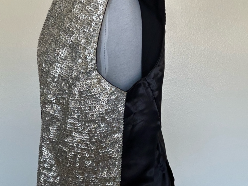 Vintage vest with rhinestones Silver Hand made Indonesia