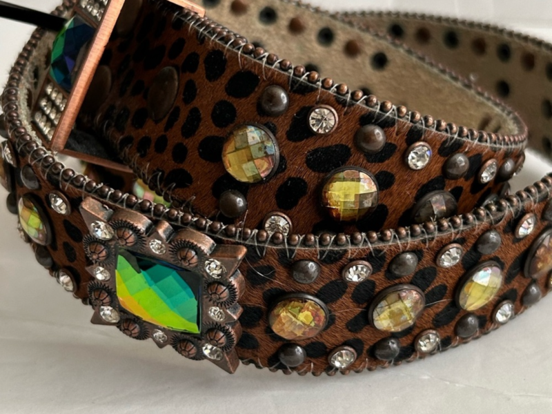 Blingy western leopard women belt S