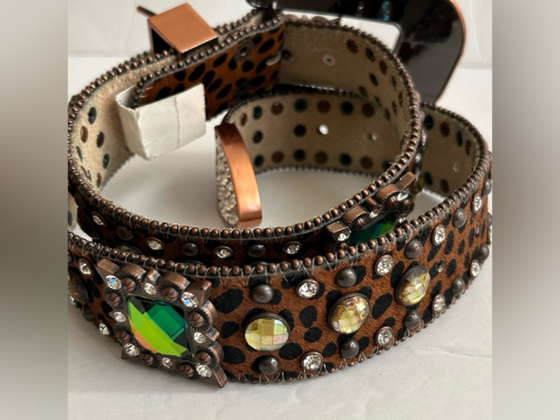 Blingy western leopard women belt S
