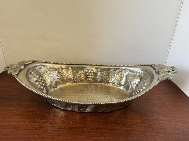 Ornate grapevine embossed Boat Shaped bowl for display centerpiece or planter