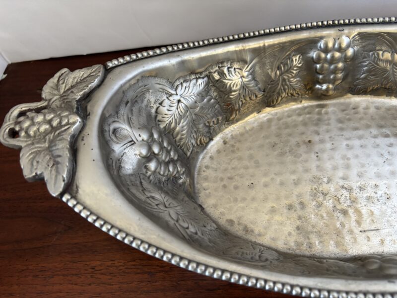 Ornate grapevine embossed Boat Shaped bowl for display centerpiece or planter