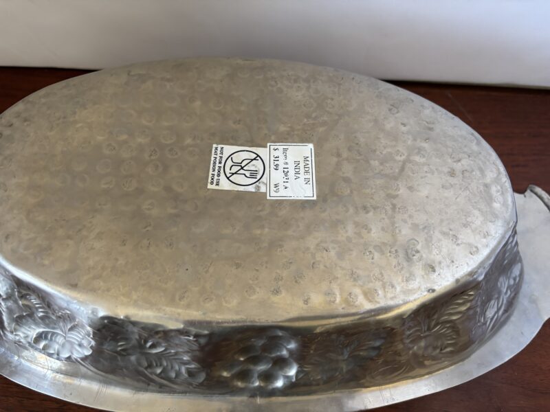 Ornate grapevine embossed Boat Shaped bowl for display centerpiece or planter