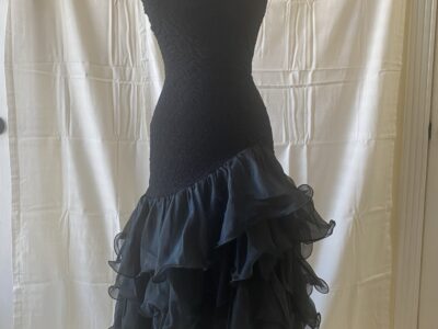 Preowned black ruffled layered dance gown outfit size 2-4