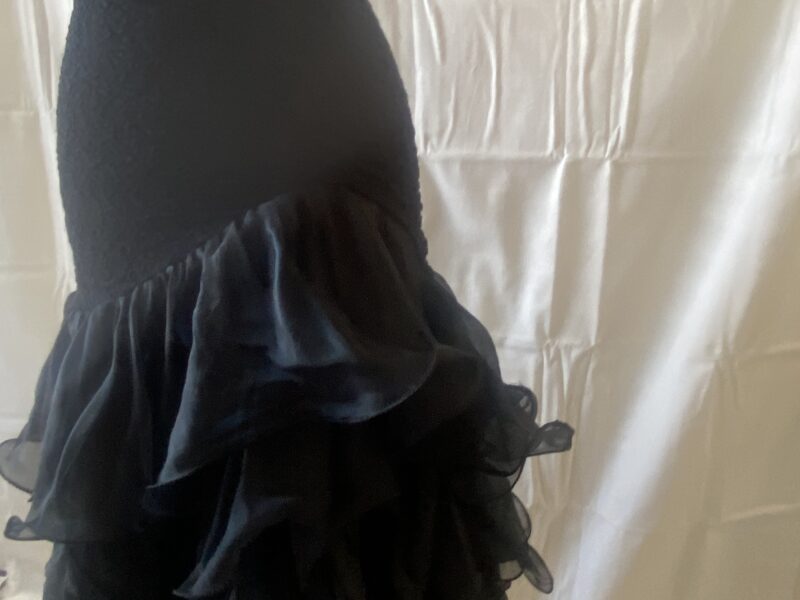 Preowned black ruffled layered dance gown outfit size 2-4