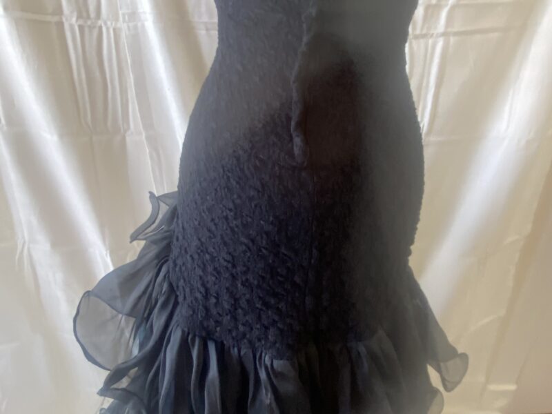 Preowned black ruffled layered dance gown outfit size 2-4