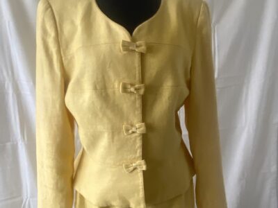 Preowned vintage Kay Unger New York Size 13 Yellow Linen Suit Dress