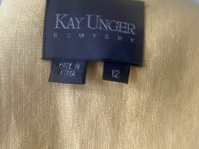 Preowned vintage Kay Unger New York Size 13 Yellow Linen Suit Dress