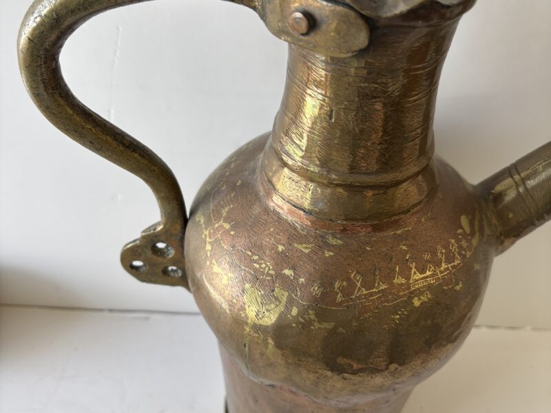 Vintage handmade brass and copper Turkish coffee pot