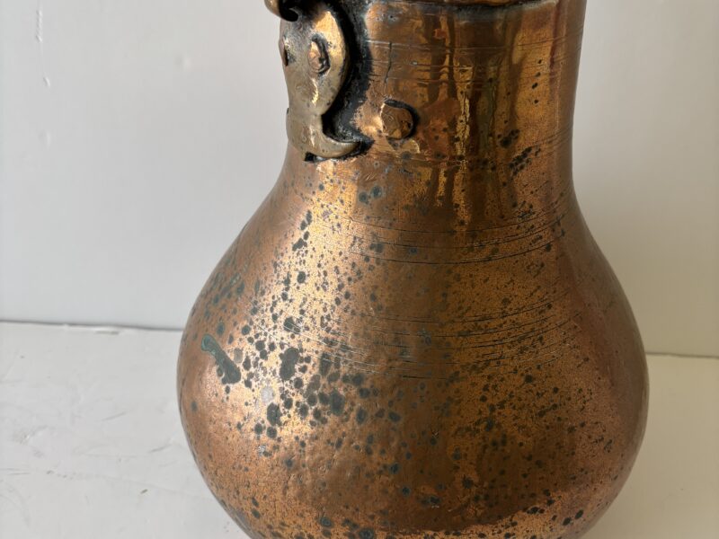 Antique handmade copper hanging vessel