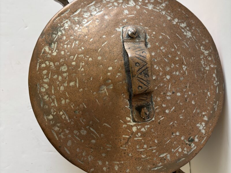 Antique Handmade hammered copper pot with lid