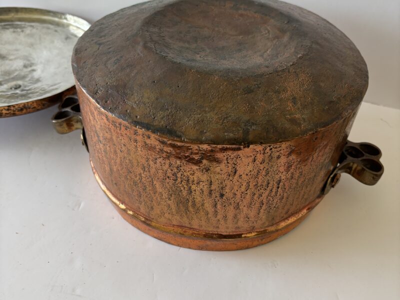 Antique Handmade hammered copper pot with lid