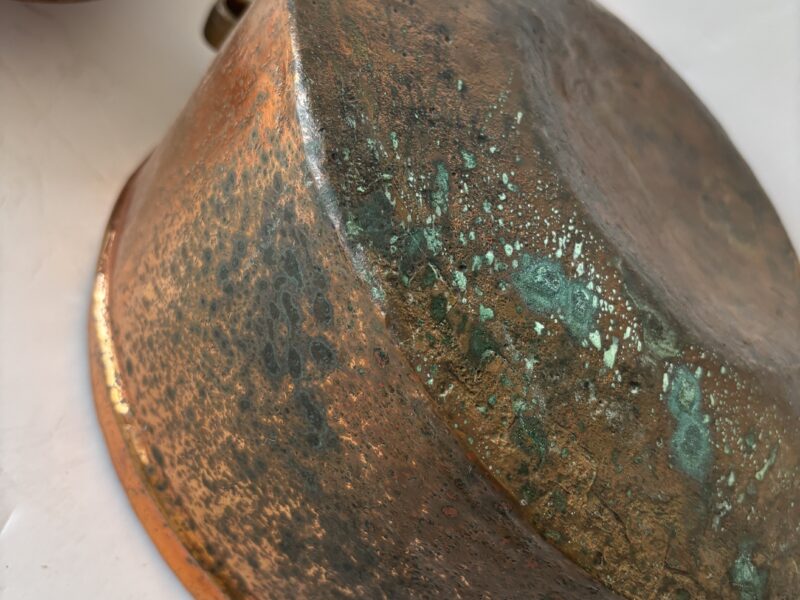 Antique Handmade hammered copper pot with lid