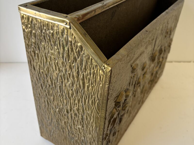 Vintage Brass Magazine Rack Hammered English brass