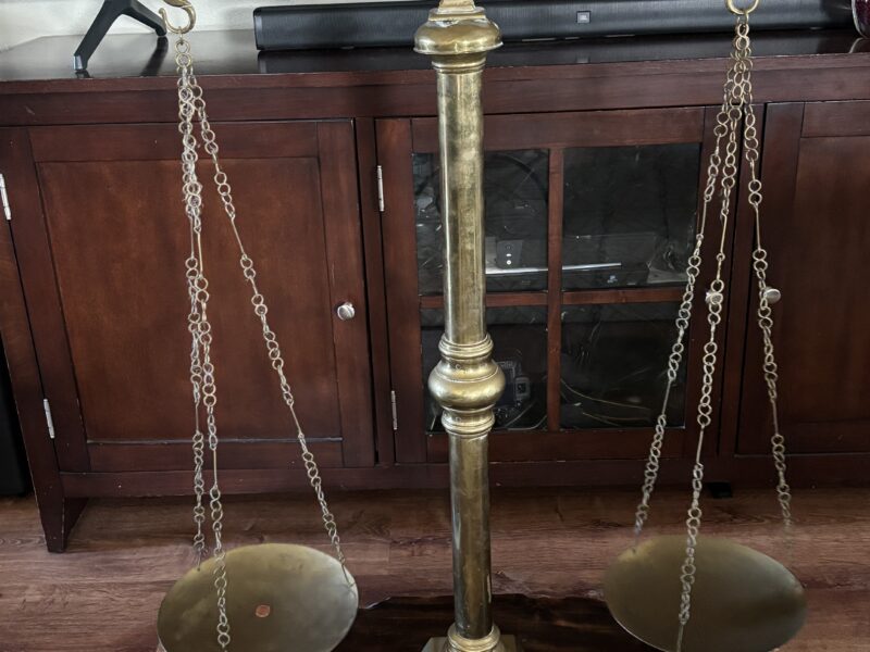 XL vintage 42" tall brass scales of justice
