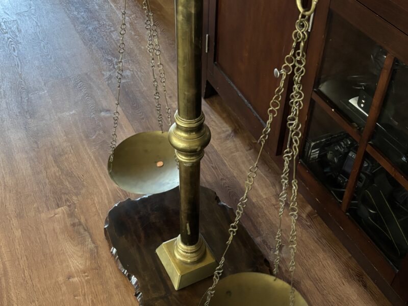 XL vintage 42" tall brass scales of justice