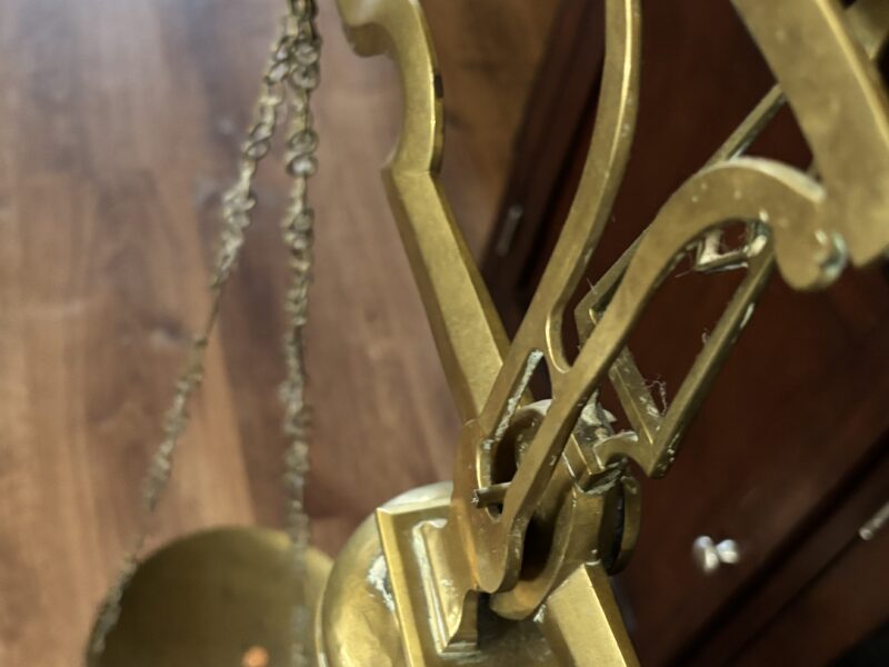 XL vintage 42" tall brass scales of justice