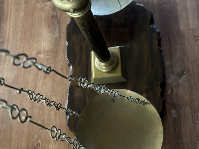 XL vintage 42" tall brass scales of justice