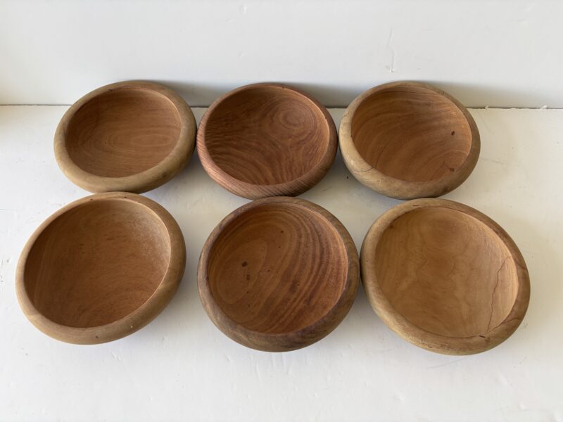 Lot of six 6-inch wooden bowls