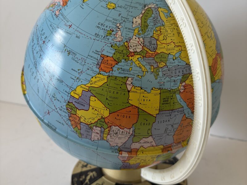 Vintage 9" globe by Ohio Art co. With Zodiac