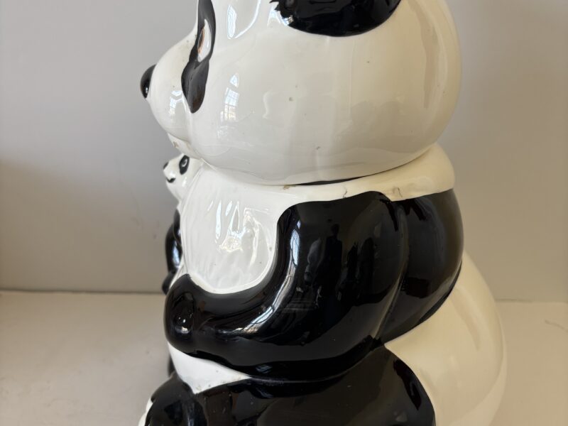 Vintage Panda Bear with Baby Panda Ceramic Cookie Jar