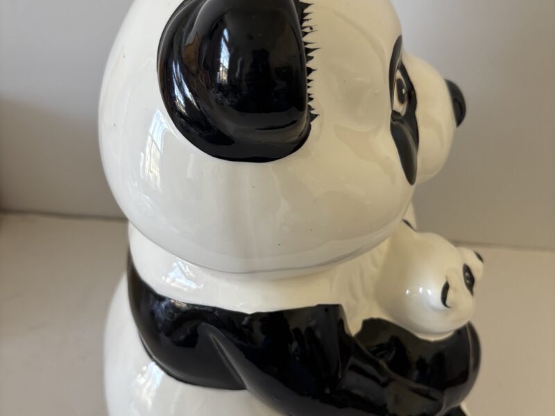 Vintage Panda Bear with Baby Panda Ceramic Cookie Jar