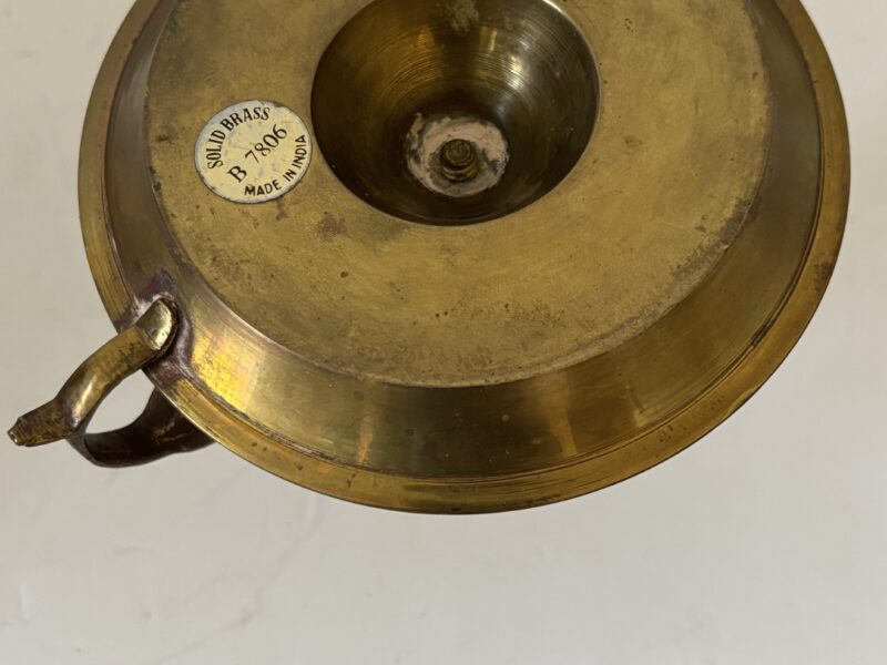 Solid Brass candle holder with drip tray and finger grip