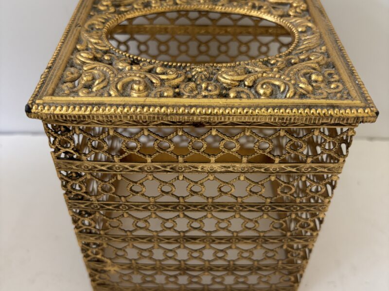 Vintage Hollywood Regency style napkin Kleenex square container dispenser
