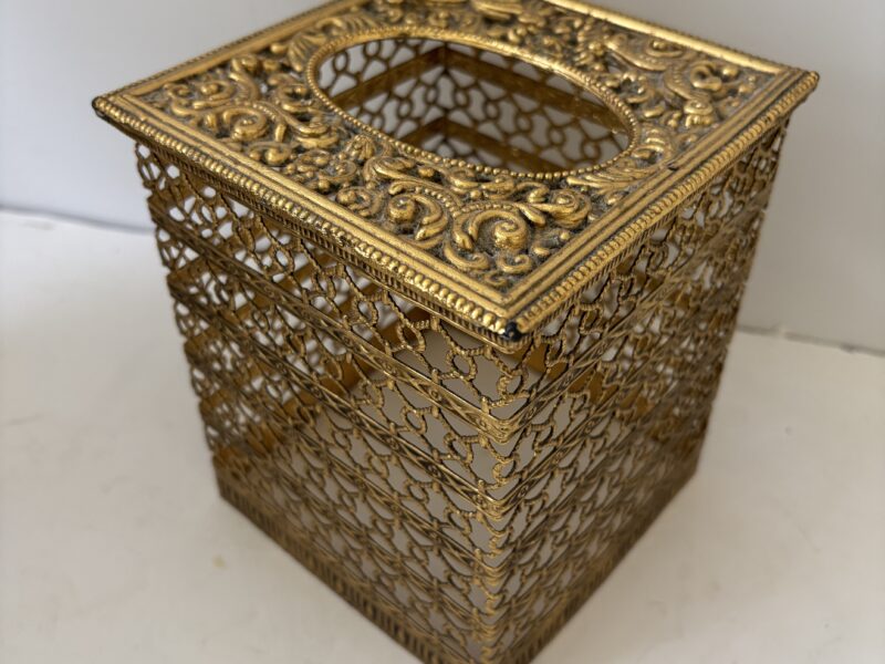 Vintage Hollywood Regency style napkin Kleenex square container dispenser
