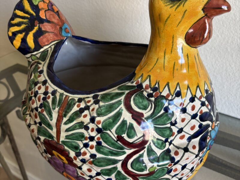 Vintage Large Talavera chicken planter