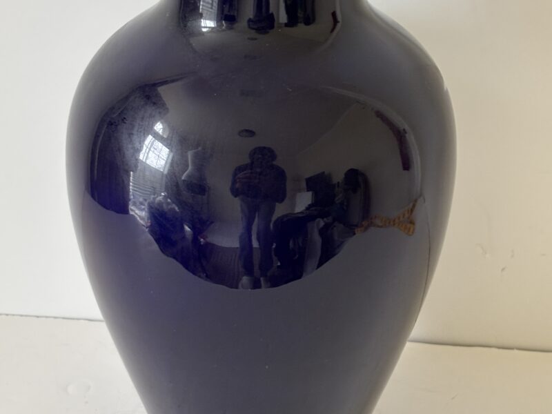 Vintage Cobalt Blue vase with white lilies - made in Japan