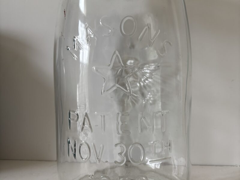 Antique Large Mason Jar Pickle Jar patent 1858