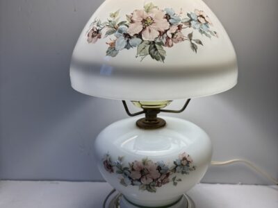 GWTW Style Milk Glass lamp with floral accents