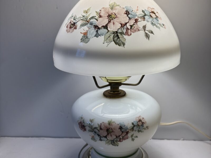 GWTW Style Milk Glass lamp with floral accents