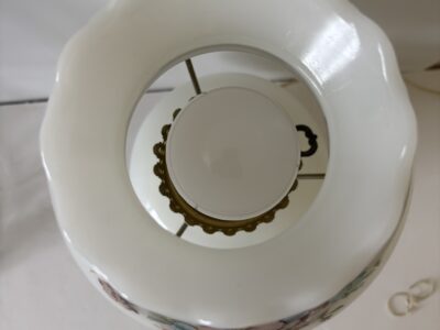 GWTW Style Milk Glass lamp with floral accents
