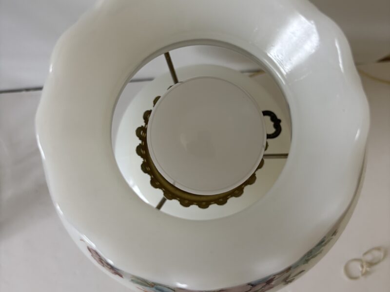 GWTW Style Milk Glass lamp with floral accents