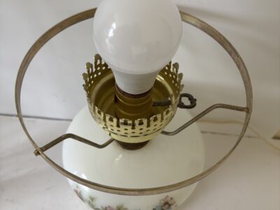 GWTW Style Milk Glass lamp with floral accents