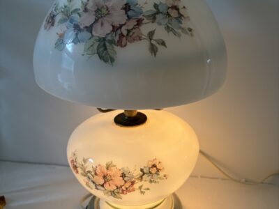 GWTW Style Milk Glass lamp with floral accents
