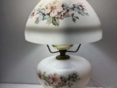 GWTW Style Milk Glass lamp with floral accents