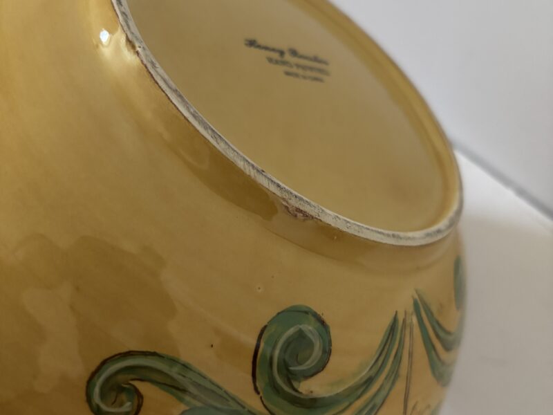 Large Honey Rooster Yellow Bowl with Floral accents