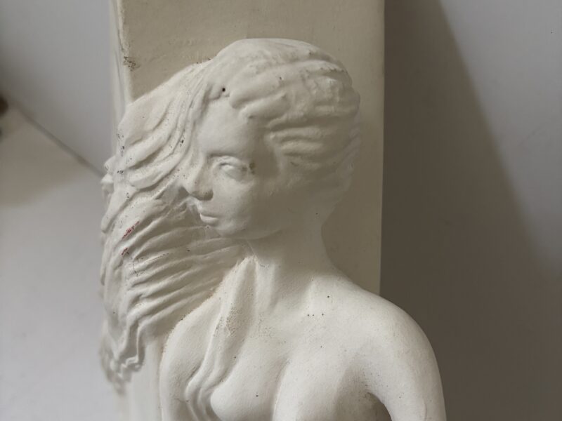 Vintage Ceramic Sculpture in Relief Reclining Nude with a Ball