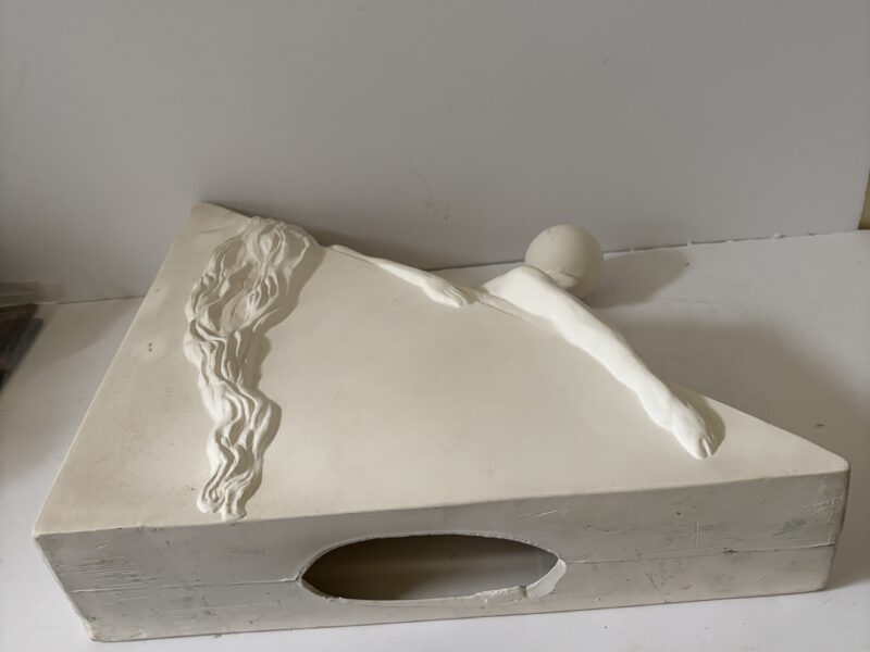 Vintage Ceramic Sculpture in Relief Reclining Nude with a Ball