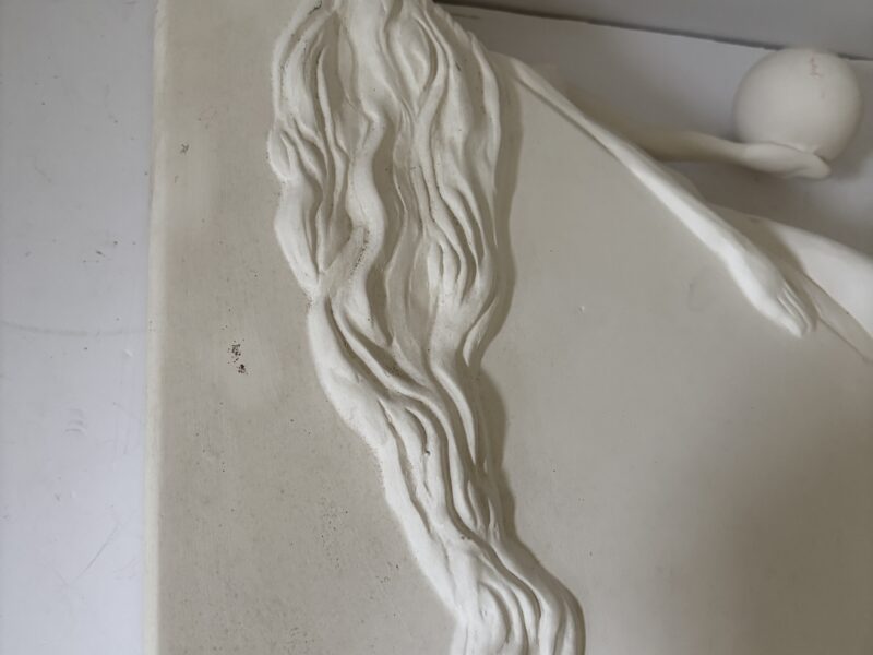 Vintage Ceramic Sculpture in Relief Reclining Nude with a Ball