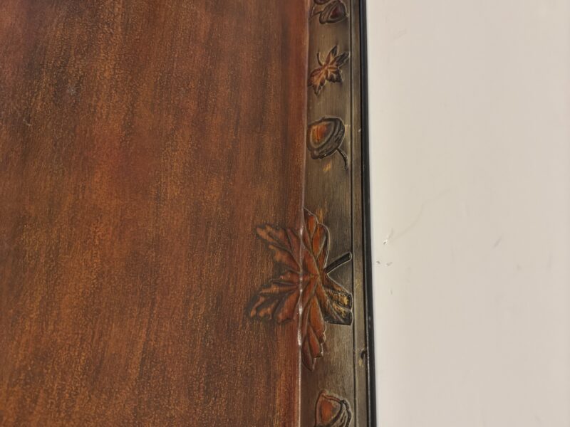Large 20" rectangular brown tray with embossed acorns etc