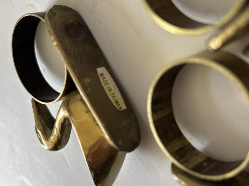 Set of 6 Duck or Goose brass napkin rings