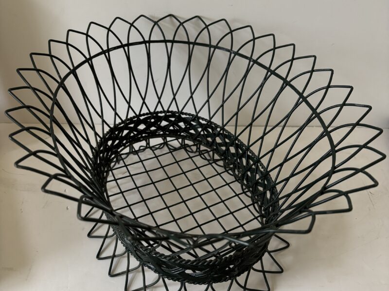 Large green oval metal woven basket display fruits centerpiece