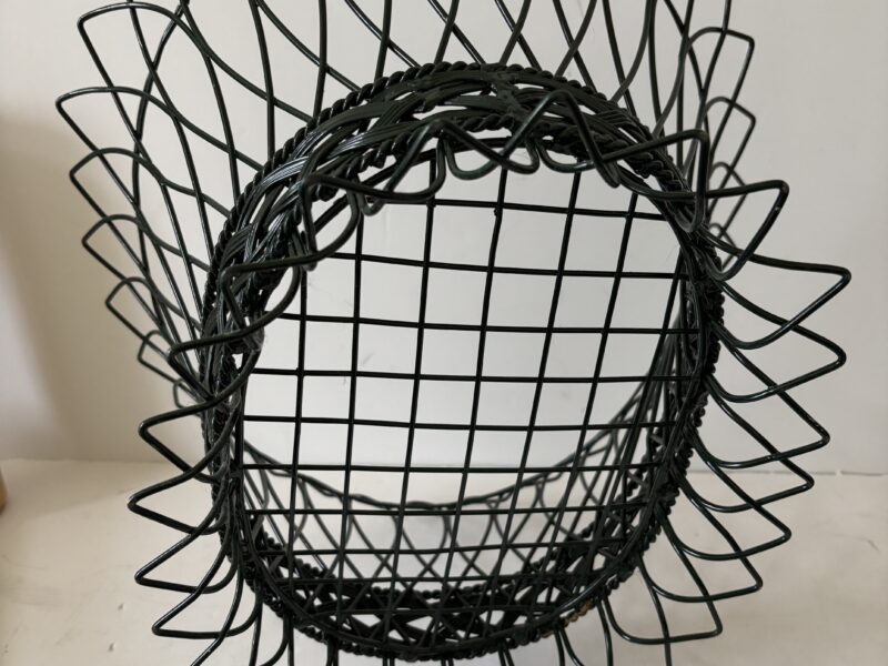 Large green oval metal woven basket display fruits centerpiece